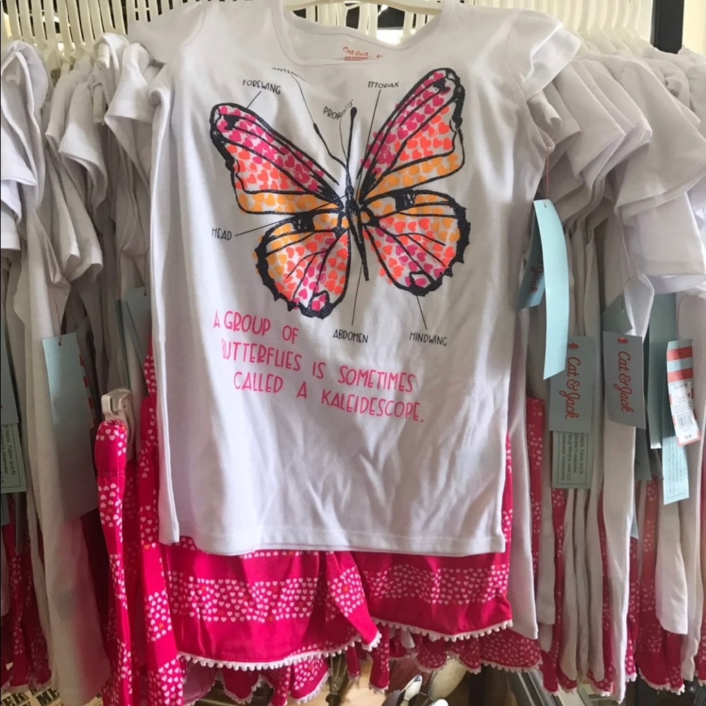 NWT Cat & Jack Butterfly Pajama Shirt Set 14/16